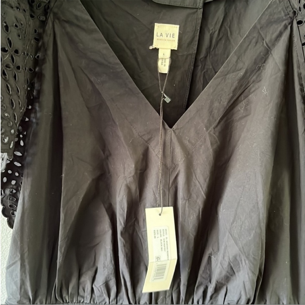 Rebecca Taylor La Vie Agatha Embroidered Eyelet Flutter Sleeve Romper - Picture 5 of 15